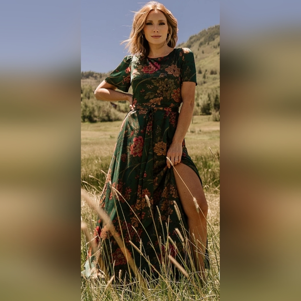 Baltic Born Dark Green Floral Maxi Dress